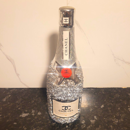 Chanel silver glitter glass - chanel,